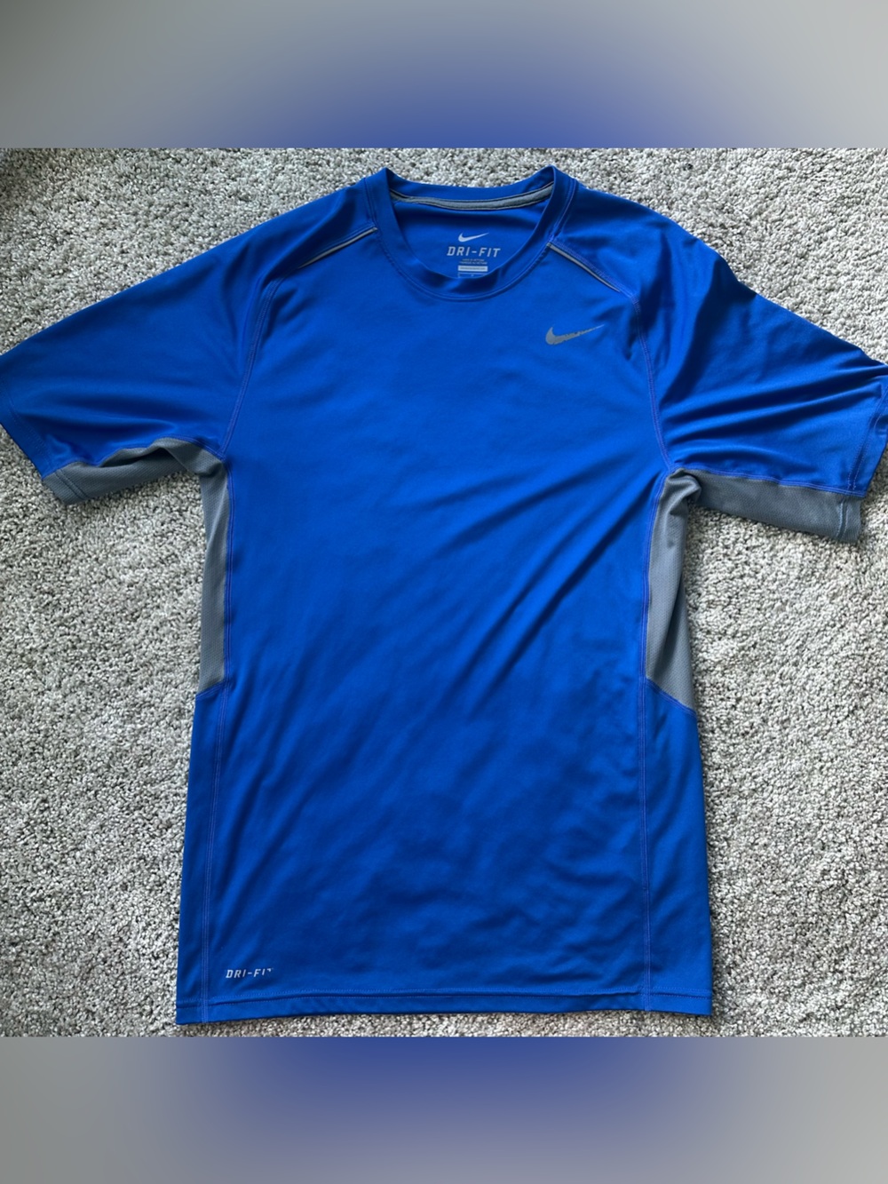 Nike Blue Short Sleeve Dri-FIT Performance Tee with Gray Accents 369